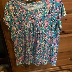 Haptics Women's Colorful Floral Short Sleeve Top